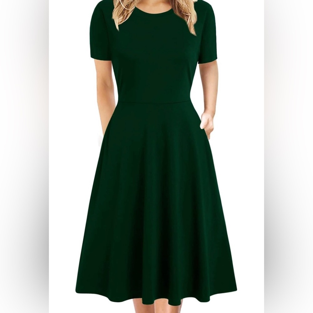 Dark Green Fit & Flare Dress